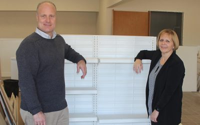 Shelving units donated to Food Pantry